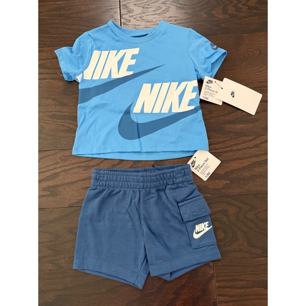 Nike Kids 2-Piece Set T-Shirt and Shorts Blue Mystic Navy 12M 66J213-C54